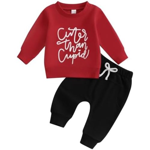 BemeyourBBs Toddler Baby Boy Fall Winter Clothes Funny Letter Long Sleeve Sweatshirt and Pants Set 2 Piece Sweatsuit Outfit