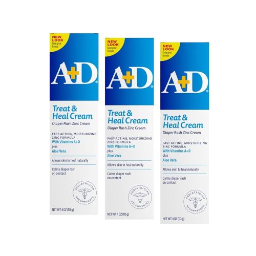 A+D Diaper Rash Cream Zinc Oxide, 4 Ounces each (Pack of 3)