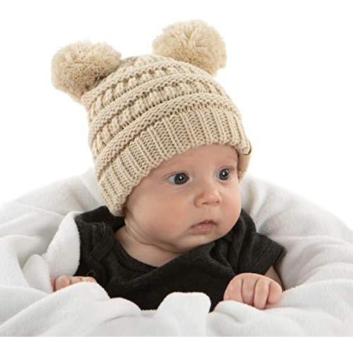 Funky Junque Baby Beanie Hat - Soft Knit Winter Cap with Double Pom Pom - Easter Pastels, Classic Solids, Value Packs