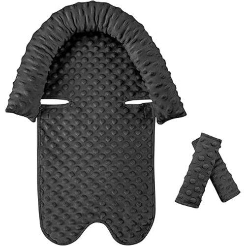 Car Seat Head Support Infant Baby Carseat Head Support & Strap Covers for Newborns Ultra Soft Minky Dotted Fabric Infant Car Seat Insert Perfect for Baby Carseats, Strollers, and Bouncers