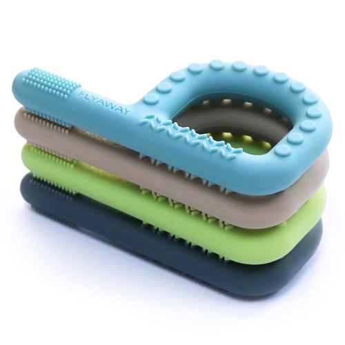 Sensory Chew Toys for Autistic Children 4 Pack, P Shape Sensory Toys for Babies Toddlers, Baby Teething Toys for 3-6 6-12 Months Oral Motor Stimulation, Silicone Chewy Necklaces for Kids Adults