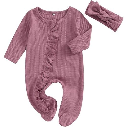 CIYCUIT Baby Girls Cactus Footies Newborn Zip Up Onesie Romper