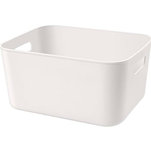 Plastic Storage Bins,10.5×8×5.5" Versatile Kitchen Pantry Organization and Storage,for Plastic Storage Container Under Bed,Under Sink Bathroom Organizer (1 Pack Medium, White)