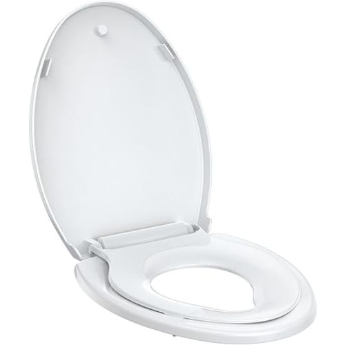 Toilet Seat with Toddler Seat Elongated, PP Material Family Toilet Seat Cover, Soft Close Adult & Toddler Seats, Easy to Clean, Safe Potty Training Solution for Kids, Bathroom Upgrade for Home
