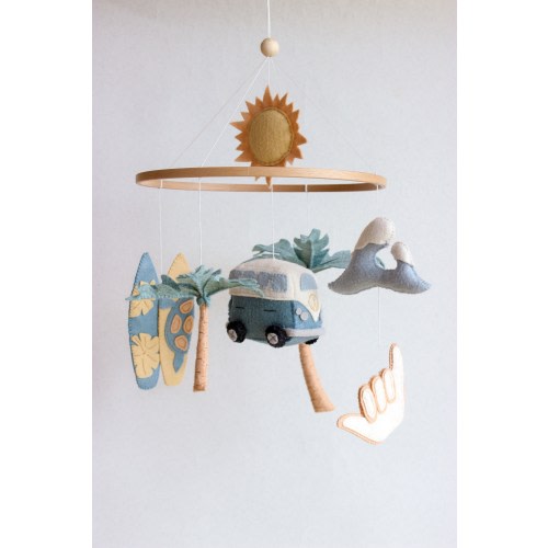 Surf baby mobile, beach baby mobile, surf nursery decor, surfer boy mobile