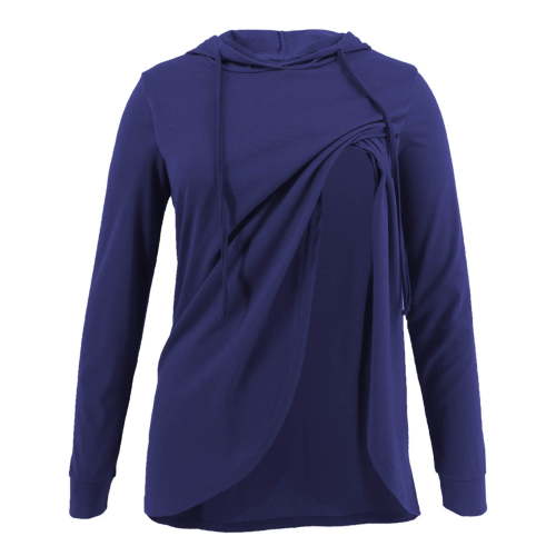 Juebong Women's Maternity Nursing Hoodie Sweatshirt Tops Going Home Outfit for Mom After Birth Comfy Long Sleeve Breastfeeding Tee Shirts Plus Round Neck Pregnancy Drawstring Hooded Pullover Tops