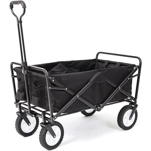 MacSports Collapsible Folding Outdoor Utility Wagon, Black