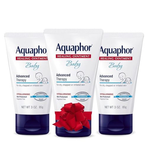 Aquaphor Baby Healing Ointment, Advanced Therapy for Chapped Cheeks and Diaper Rash, Holiday Baby Gifts, 3 Oz Tube, Pack of 3