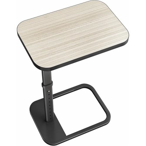Kitstorack TV Tray Table, Adjustable Height & Rounded Metal Corners, Snack Table for Couch, Sofa, Bed, Chair, Living Room, C Shaped End Side Table for Eating, Dinner or Laptop, Small Spaces, Gray