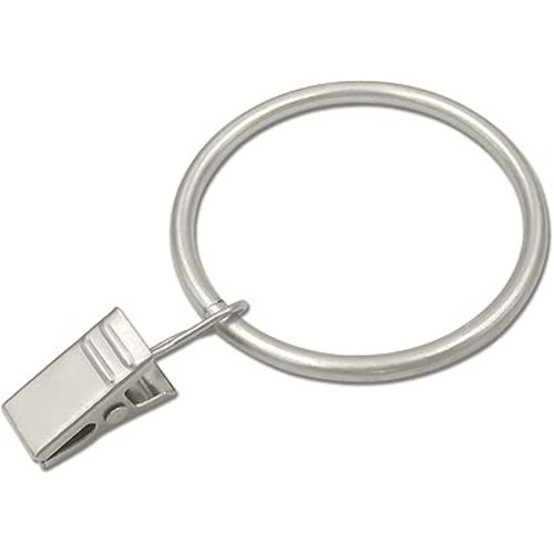 20 Pack Matte Silver Curtain Rings with Clips, Curtain Hooks Hangers Clip Rings for Hanging Drapes Bows Hat, Drapery Rings 1.77 in I D, Fits up to 1.5 in Diameter Curtain Rod.
