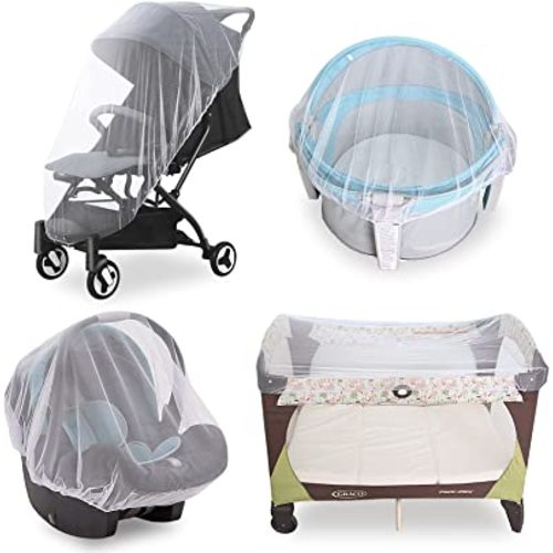 Baby Mosquito Net for Stroller, Reusable Bug Net for Stroller, Bassinets, Cradles, Playards, Pack N Plays and Portable Mini Crib, Portable & Durable Baby Insect Netting, White