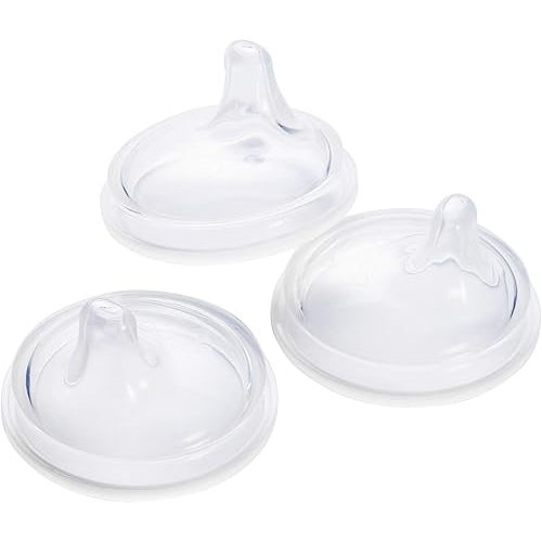 Boon Nursh Silicone Sippy Cup Lid - Convertible Transitional Sippy Spouts for Nursh Baby Bottles - Sippy Cup Lids for Babies - Baby Feeding Supplies - Ages 6 Months and Up - 3 Count