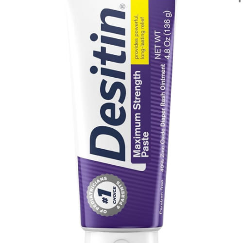 Desitin Maximum Strength Baby Diaper Rash Cream, 40% Zinc Oxide, Hypoallergenic No Added Parabens & Dyes, Protects & Relieves Baby’s Skin for Up to 12 Hours, Prevents Diaper Rash, 4.8 oz Tube