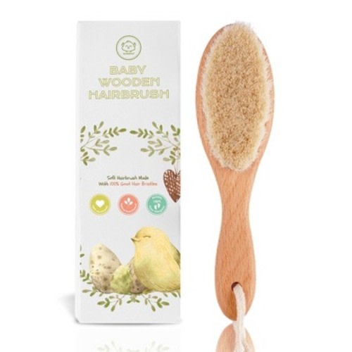 Keababies Baby Hair Brush, Baby Brush With Soft Goat Bristles, Cradle Cap Brush (oval)