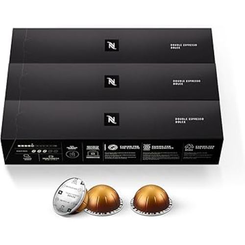 Nespresso Capsules Vertuo, Double Espresso Dolce, 30-Count Espresso Pods, Brews 2.7 oz.