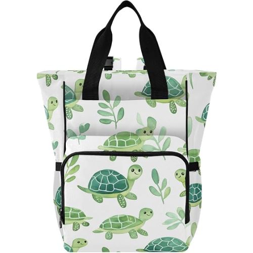 Diaper Bag Backpack Tote Multifunction Baby Nappy Changing Bags Cute Turtle Watercolor Large with Stroller Straps Travel