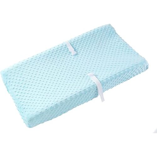 Baby Changing Pad Cover, Super Soft Plush Dot Diaper Changing Table Covers for Baby Girls and Boys, Ultra Comfortable, Safe for Babies, Fit 32"/34'' x 16" Pad (SkyBlue)