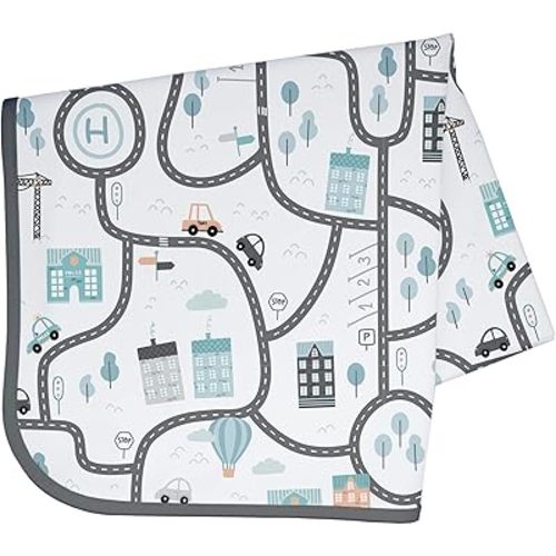BapronBaby Tiny Town Splash Mat - Waterproof Catch-All for Under High Chairs, Floors, Tables, Playtime or Arts & Crafts - Machine Washable - 45" x 45”