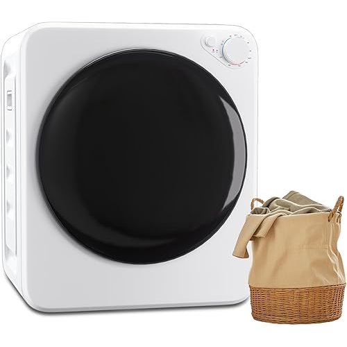 1.8 cu.ft Portable Clothes Dryer, 800W Compact Dryer with Stainless Steel Tub, 5 Modes Auto Stop & Easy Control Small Dryer Machine, Ideal for Laundry, Apartments, Dorms, RVs, White
