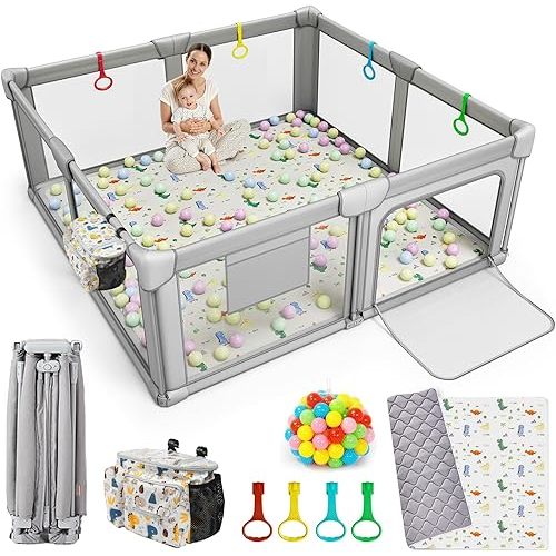 Foldable Baby Playpen with Play Mat