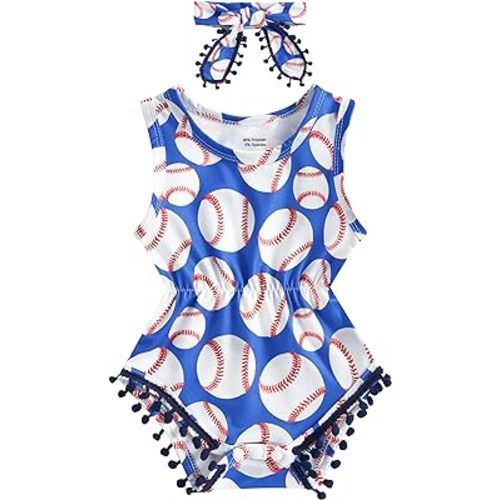 UNICOMIDEA Baby Girls Outfit Newborn Romper Jumpsuits Sleeveless One-Piece Clothes 0-24 Months Bodysuit with Headband