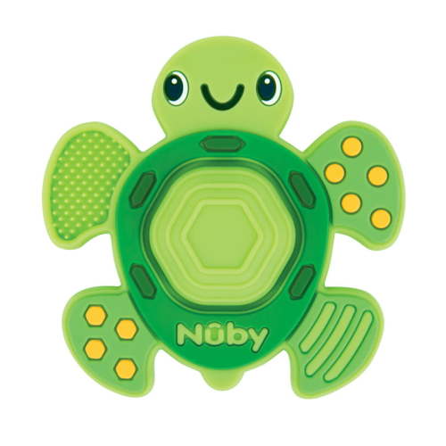 Nuby Teethe N' Pop Sensory Play Teether for Babies, Green Turtle Design