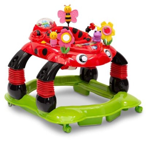 Delta Children Lil Play Station 4-in-1 Activity Walker - Rocker, Activity Center, Bouncer, Walker - Adjustable Seat Height - Fun Toys for Baby, Sadie the Ladybug Sadie the Ladybug Activity Walker