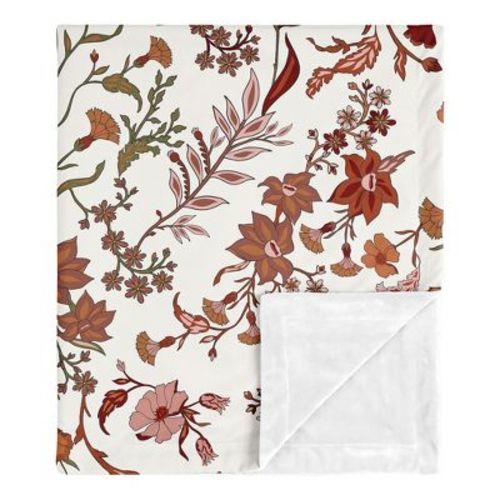 Sweet Jojo Designs Girl Baby Security Blanket Boho Floral Wildflower Orange And Ivory