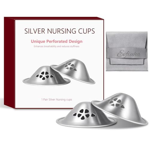 Silver Nursing Cups,Original Perforated Breathable Design,Silverette Nursing Cups,Silver Nipple Covers Breastfeeding,Nipple Shields for Breastfeeding Newborn-2025NEW (X-L)
