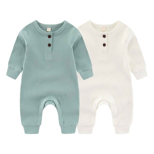 Falianni Fashion Solid Unisex Baby Boy Girl Rompers 2 Pack Long Sleeve Jumpsuits Infants Clothes Outfits