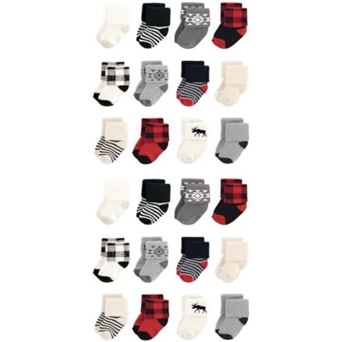 Hudson Baby Unisex Cotton Rich Baby Terry Socks 24-Pack