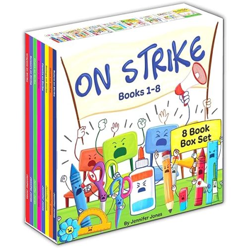 On Strike Box Set, Books 1-8: Pencils on Strike, Swings on Strike, Chairs on Strike, Glues On Strike, Crayons on Strike, Scissors on Strike, Erasers on Strike, Rulers on Strike Paperback – May 2, 2023