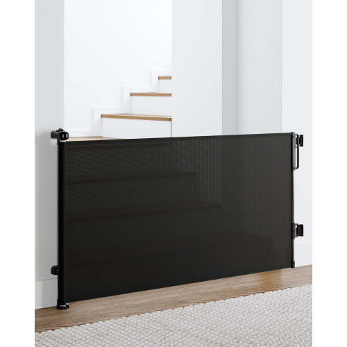 Ophanie Retractable Baby Safety Gate,Extra Wide Mesh Dog Pet Gate 33" Tall, Extends to 55" Wide, Indoor & Outdoor Child Gates for Stair&Doorways, Black
