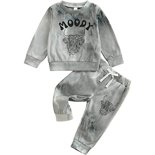Twopumpkin Fall Toddler Baby Boy Western Clothes Long Sleeve Cowboy Shirt and Pants Sets Hispter Tie Dye Outfits