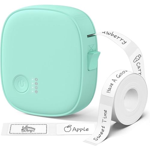Mini Label Maker Machine with Tape AH-P05, Portable Bluetooth Mini Label Printer, Wireless Thermal Label Maker, Waterproof & Rechargeable, Built-in Cutter, for Home, Office, Kitchen – Green