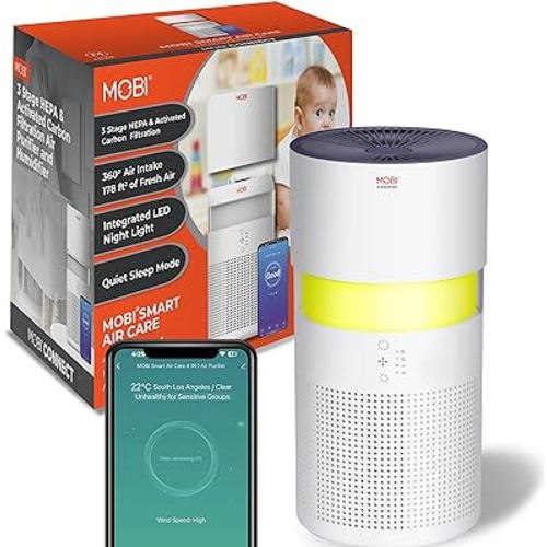 MOBI Air Purifier 4 in 1 Smart Wi-Fi Air Purifier & Humidifier with Removable Water Tank & Filter, 3 Stage HEPA Filtration System, Covers up to 1095 ft², Remove Dust Smoke Pollutants Odor