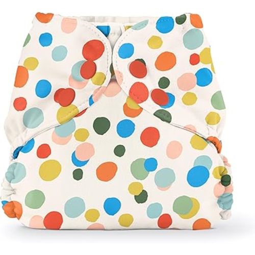 Esembly Cloth Diaper Cover - Reusable Swim Diaper, Waterproof, Breathable - Adjustable Outer Layer Over Absorbent Inner for Blowout Protection - Funfetti, Size 1 (7-17lbs)