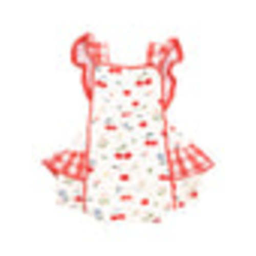 Ric-Rac Ruffle Sunsuit, Watercolor Cherries + Gingham – SpearmintLOVE