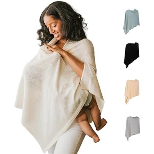 Breathable Nursing Cover Up for Breastfeeding - Privacy Nursing Covers - Newborn Essentials Must Haves - Improved Ponchy by Gold Mamas - Sand