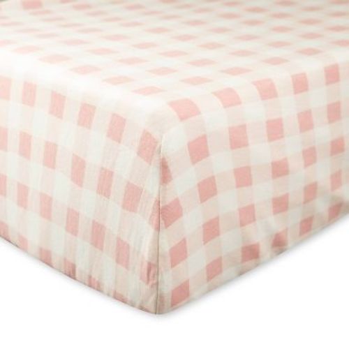 Honest Baby Organic Cotton Fitted Crib Sheet - Peach Skin Painted Buffalo Check