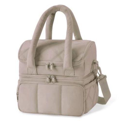 Insulated Double Layer Lunch Bag for Women & Men, 180° Full Open, 11.8L Large Capacity, Leak-Proof, with Adjustable Strap for Work, Picnic, Beach