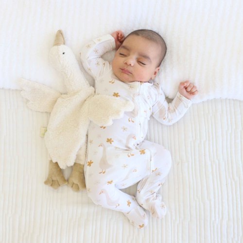 Duck Duck Goose Zipper Footie | Ivory