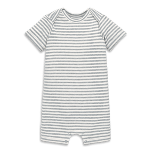 Organic Babysuit Shortie In Stripe, 0-3M