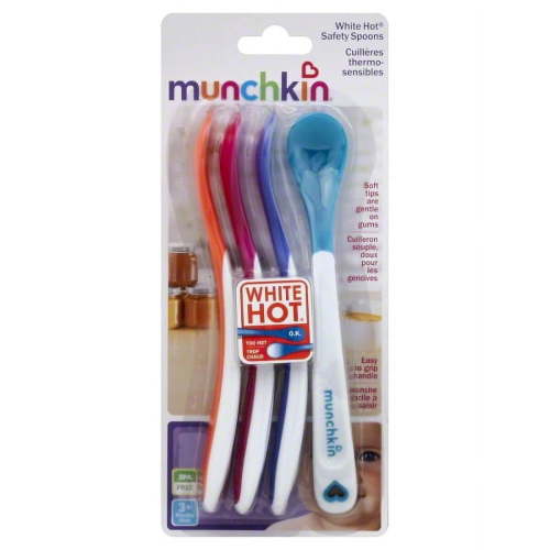 Munchkin White Hot Safety Plastic Spoons, 4 Pack