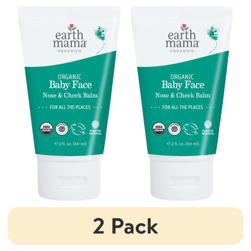 (2 pack) Earth Mama Organic Baby Face Nose & Cheek Balm, Baby Face Lotion for Dry Skin, 2 fl oz