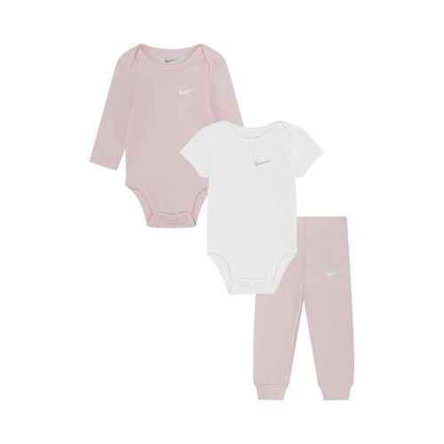 Baby Solid 3-Piece Bodysuits & Joggers Set, Pink Foam