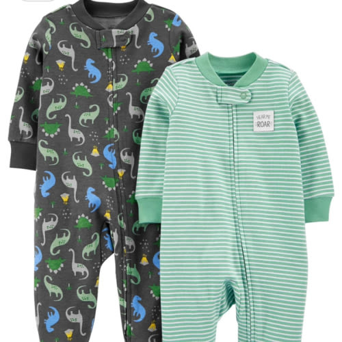 Simple Joys by Carter's Baby Boys' 2-Way Zip Thermal Footed Sleep and Play, Pack of 2