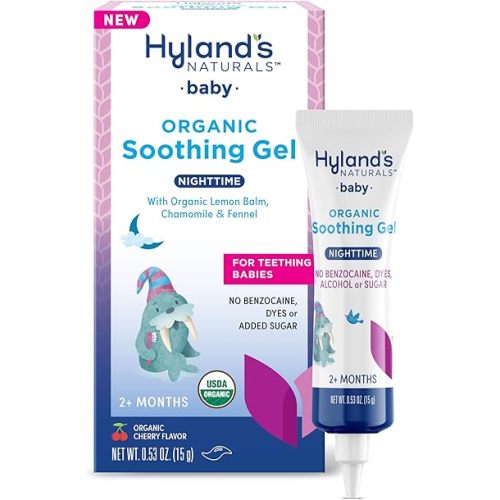 Hyland's Baby Organic Night Oral Soothing Gel, with Chamomile, Calendula, and Fennel, Cooling Gel for Oral Discomfort, Easy-to-Apply, Ages 2 Months and Up, 0.53 Ounce