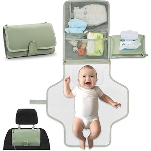 Portable Diaper Changing Pad by LilStinker, Newborn Baby Changing Pad & Travel Diaper Bag, Portable Changing Pad for Baby - Baby Changing Station, New Mom Gift (Sage Green)