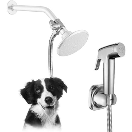 Dog Shower Attachment Set for Pet Bathing and Dog Washing-Dog Shower Sprayer Kit with Hand Held Shower Head and Water Hose and Shower Arm Diverter …